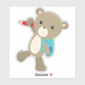 クマは学校に行く、かわいいクマ、バックパック、鉛筆 シール (シート)