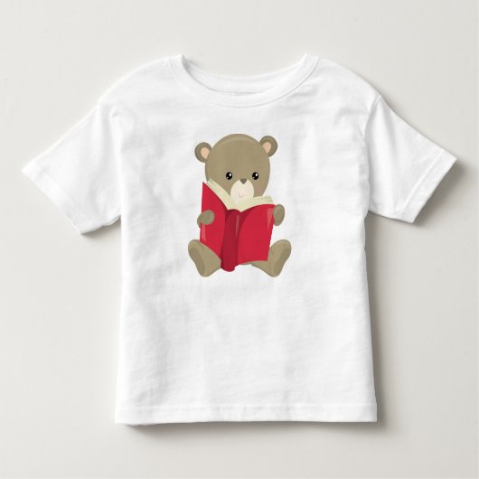 クマは学校に行く，かわいいクマ，ブラウンベア，本 トドラーTシャツ (正面)