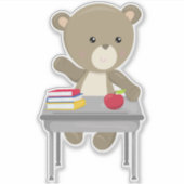 クマは学校に行く，かわいいクマ，ブラウンベア，机 シール (正面)
