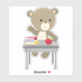 クマは学校に行く，かわいいクマ，ブラウンベア，机 シール (シート)