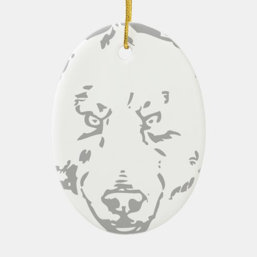 クマは茶色の動物の森の木の葉 セラミックオーナメント (正面)