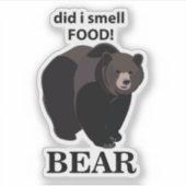 クマは食べ物のクマの匂いをおもしろい嗅いだ シール (正面)