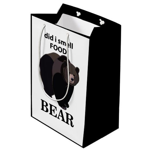 クマは食べ物のクマの匂いをおもしろい嗅いだ ミディアムペーパーバッグ (裏面アングル)