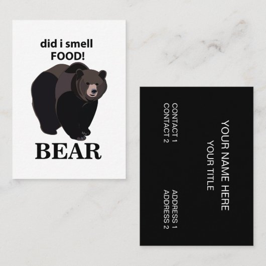 クマは食べ物のクマの匂いをおもしろい嗅いだ 名刺 (正面/裏面)
