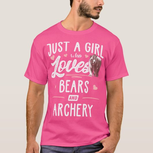 クマやアーチェリーベアを愛する女の子 Tシャツ (正面)