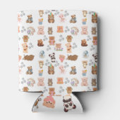 クマをテーマにしたシームレスパターンクーラーボックス 缶クーラー (裏面)