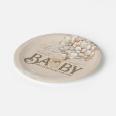 クマをテーマにした赤男女兼用ちゃんシャワー ペーパープレート (アングル)