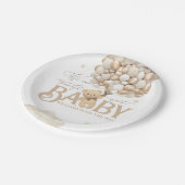 クマをテーマにした赤男女兼用ちゃんシャワー ペーパープレート (アングル)