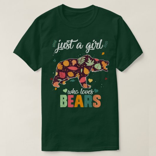 クマを愛する女の子だけの野生動物の森|過去記事 Tシャツ (デザイン正面)