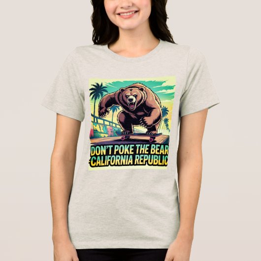 クマを突っ込まない – カリフォルニア共和国女性 トライブレンドTシャツ (正面)