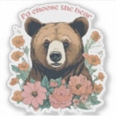 クマを選ぶわ シール (正面)