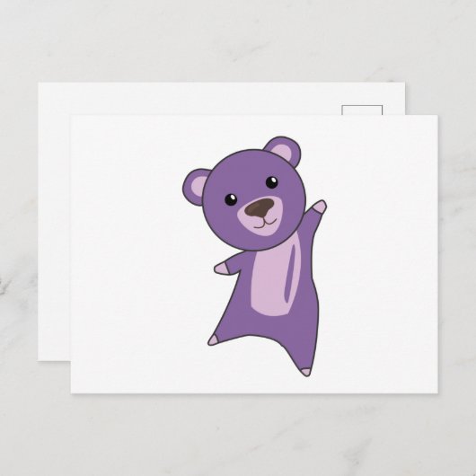 クマカラフルに可愛い動物 ポストカード (正面/裏面)