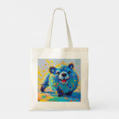 クマカラフル抽象芸術動物デザイン トートバッグ (裏面)