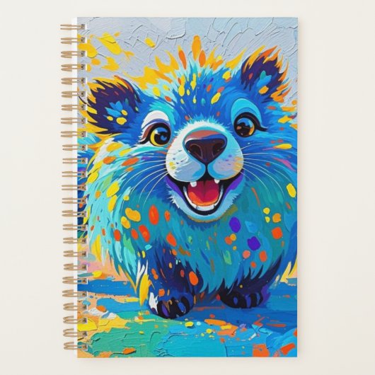 クマカラフル抽象芸術動物デザイン プランナー手帳 (正面)
