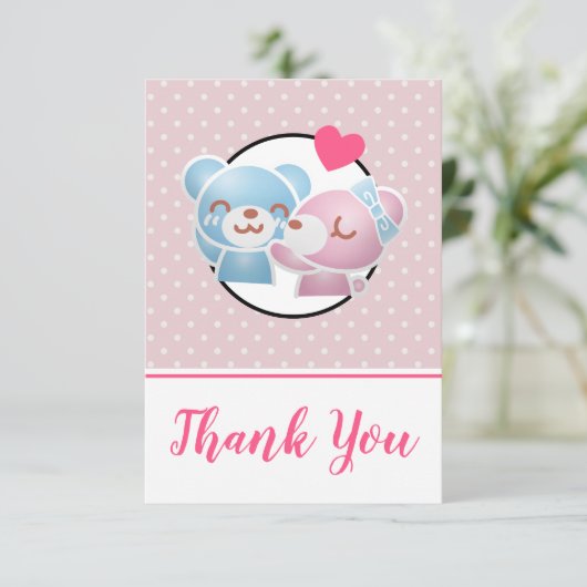 クマキスをするカワイイとかわいいありがとう サンキューカード (スタンド正面)