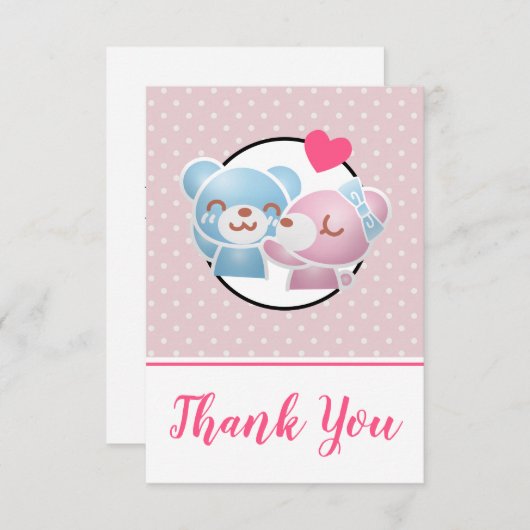 クマキスをするカワイイとかわいいありがとう サンキューカード (正面/裏面)