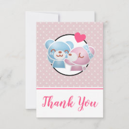 クマキスをするカワイイとかわいいありがとう サンキューカード