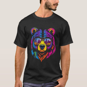 クマクールサングラスを着て – カラフル野生生物 Tシャツ
