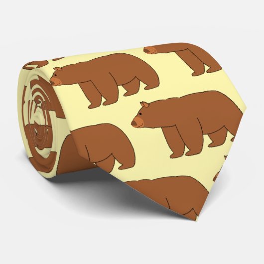 クマデザインの背景色自由自在 ネクタイ (ロール)