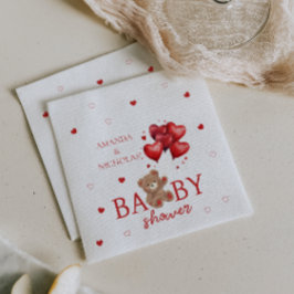 クマハートバルーン赤ベビーシャワー スタンダードカクテルナプキン