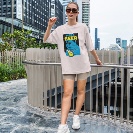 クマパパ飲みビール Tシャツ