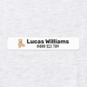 クマパーソナライズされた名・電話番号アイロン ラベル (デザイン1)