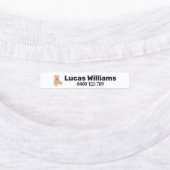 クマパーソナライズされた名・電話番号アイロン ラベル (貼付)