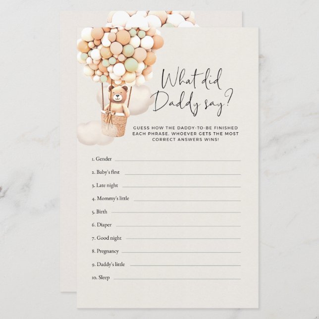 クマベビーゲーム – パパは何と言った？ (正面/裏面)