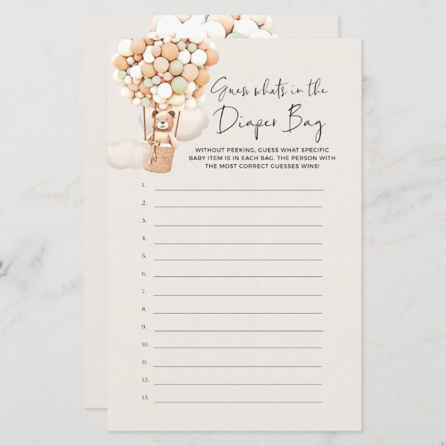 クマベビーゲーム – 推測おむつバッグ (正面/裏面)