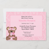 クマベビーシャワー招待状(ピンク) 招待状 (正面)