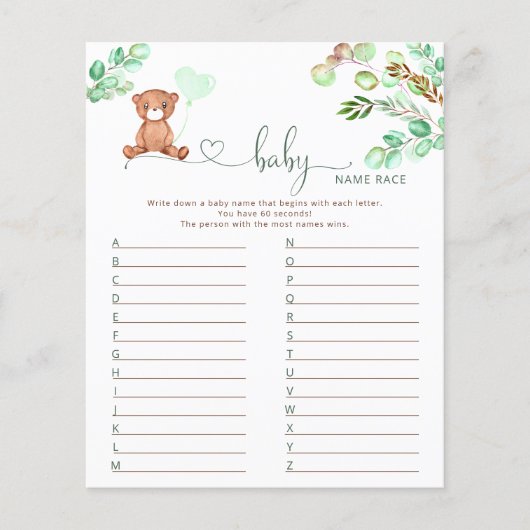 クマベビー名レースベビーシャワーゲーム (正面)