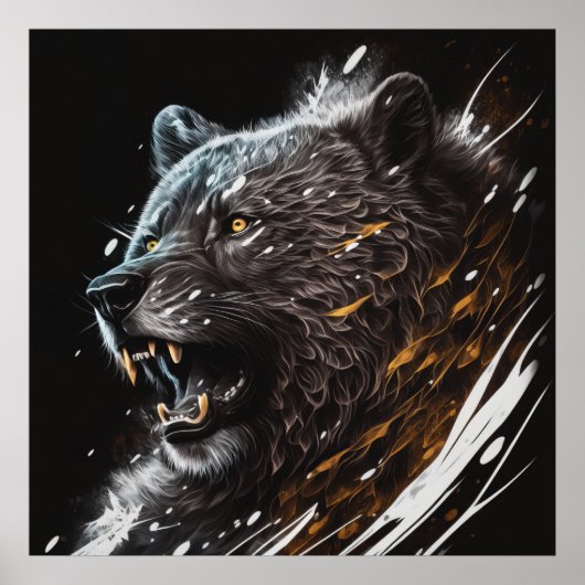 クマポートレート絵画動物の冒険野生動物 ポスター (正面)