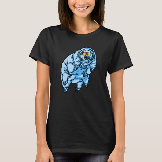 クマムシ ウォターベア ブルー レッドネック クマムシ Tシャツ (正面)