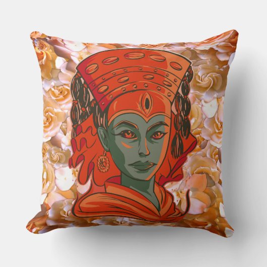 クマリ女性顔 クッション (正面)