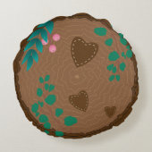 クマ付き木版子供部屋ルームモノグラム枕 ラウンドクッション (裏面)