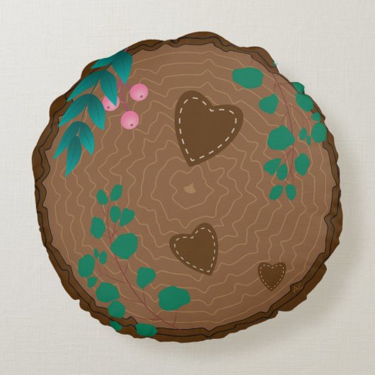 クマ付き木版子供部屋ルームモノグラム枕 ラウンドクッション (裏面)