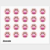 クマ保持ピンクハート ラウンドシール (シート)