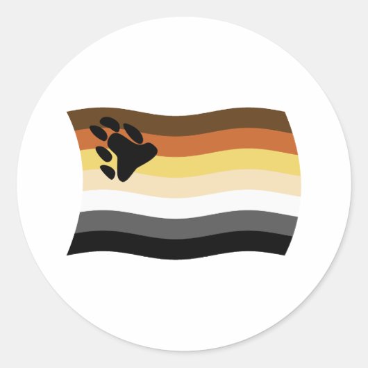 クマ兄弟国旗のシール ラウンドシール (正面)