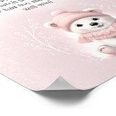 クマ冬の女の子ベビーシャワー言わないベビーゲーム ポスター (角)