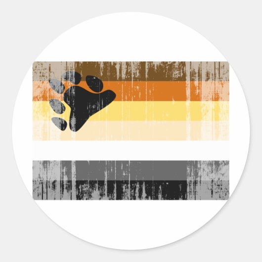 クマ動揺して旗 ラウンドシール (正面)