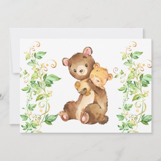 クマ動物動物園ジャングルベビーシャワー招待状 招待状 (裏面)