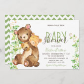 クマ動物園アニマルジャングルベビーシャワー招待状 招待状 (正面/裏面)