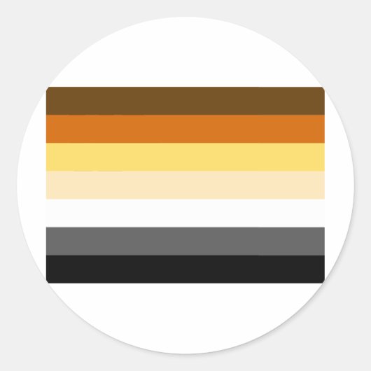 クマ国旗のストライプ ラウンドシール (正面)