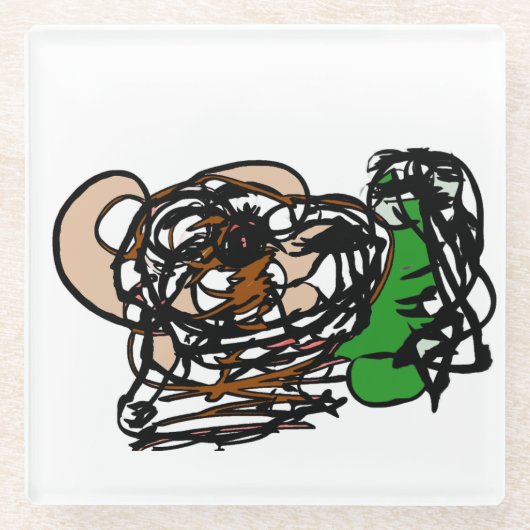 クマ好き ガラスコースター (正面)