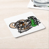 クマ好き スクエアペーパーコースター (アングル)