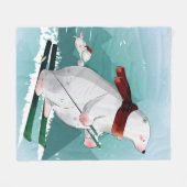 クマ好き | Polar Bearスキーおもしろいクマかわいい フリースブランケット (正面(横))