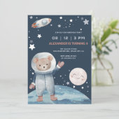 クマ宇宙飛行士宇宙ロケット誕生日 招待状 (スタンド正面)