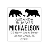 クマ差出人住所スタンプ結婚- Animals ラバースタンプ (インプリント)