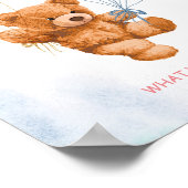 クマ彼または彼女ピンクと青のバルーン歓迎のサイン ポスター (角)