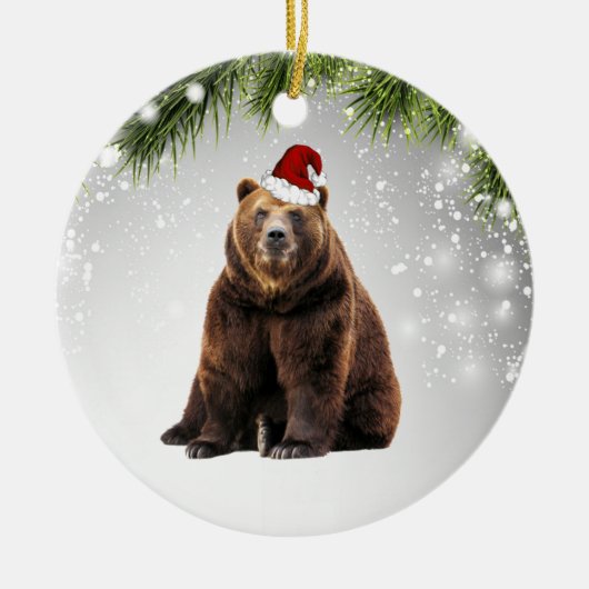 クマ恋人の大人の子供のためのクマのクリスマスギフト セラミックオーナメント (正面)